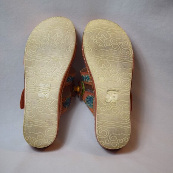 Spring Step L'Artiste Pink Floral Adjustable Slide On Sandals Size 7 - Picture 2 of 6